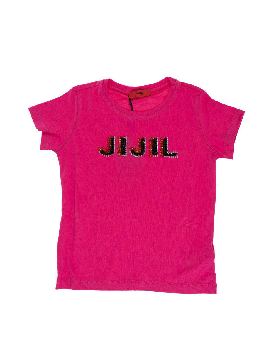 T-shirt fucsia con applicazioni Jijil