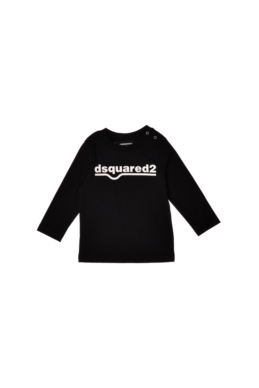 T-shirt nera manica lunga con stampa DSQ2