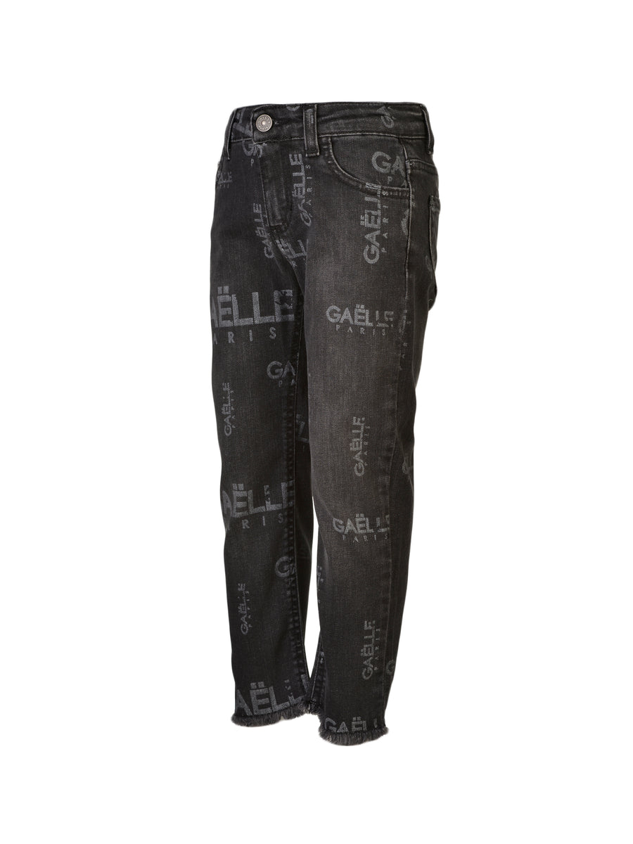Jeans slim con scritte all over