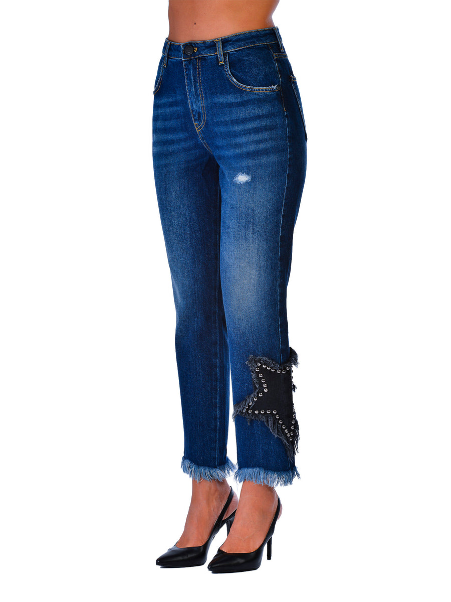 Jeans mid flare con patch