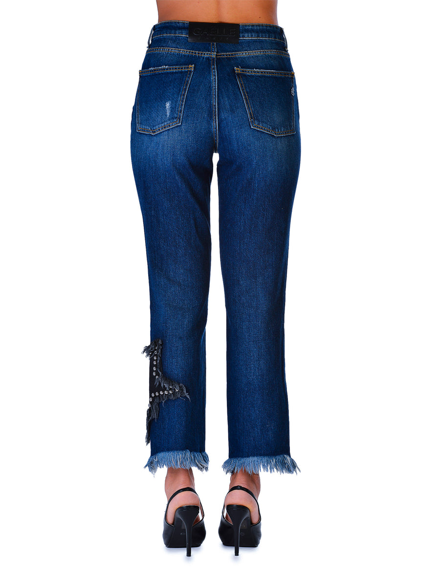 Jeans mid flare con patch