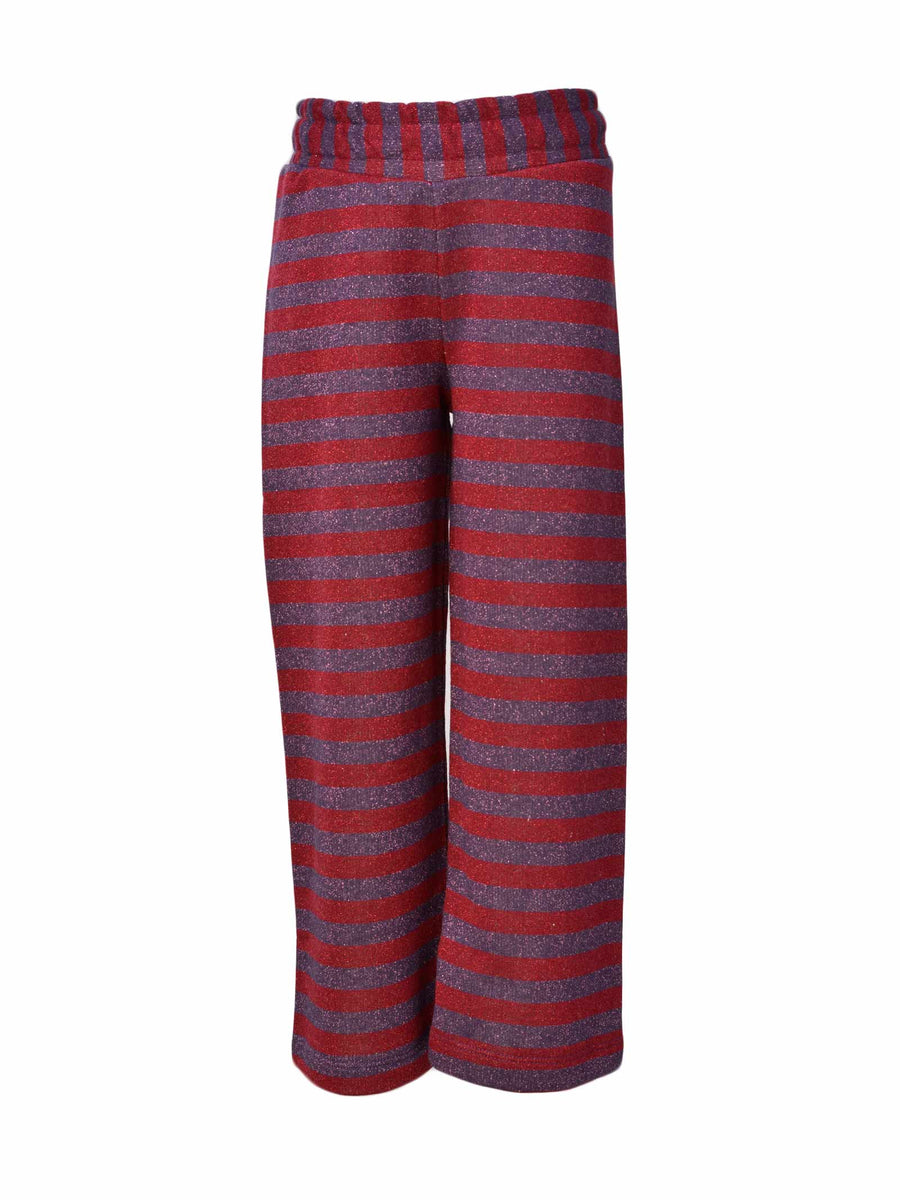Pantalone in maglia viola e rosso