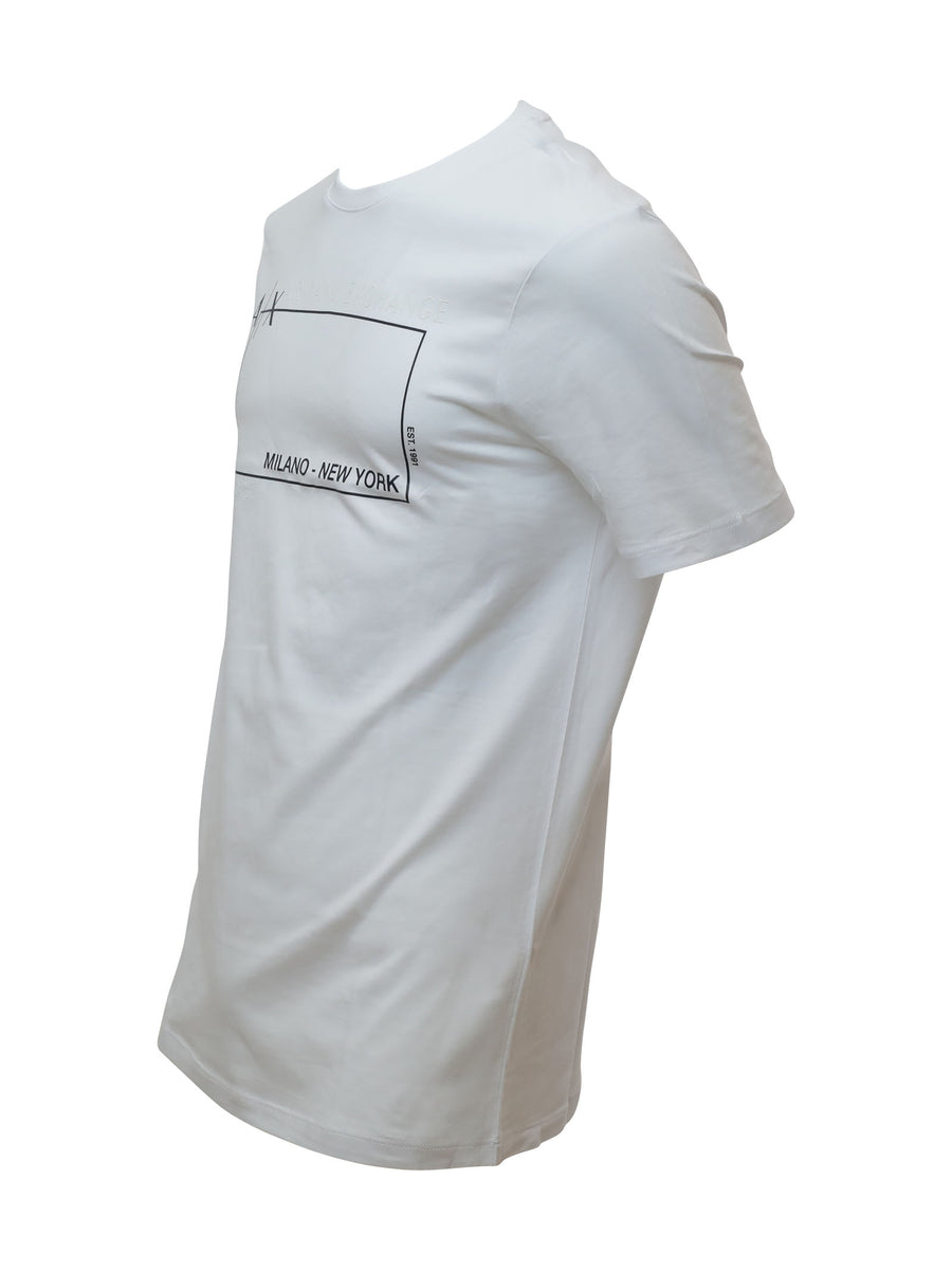 T-shirt bianca con stampa Milano-NewYork