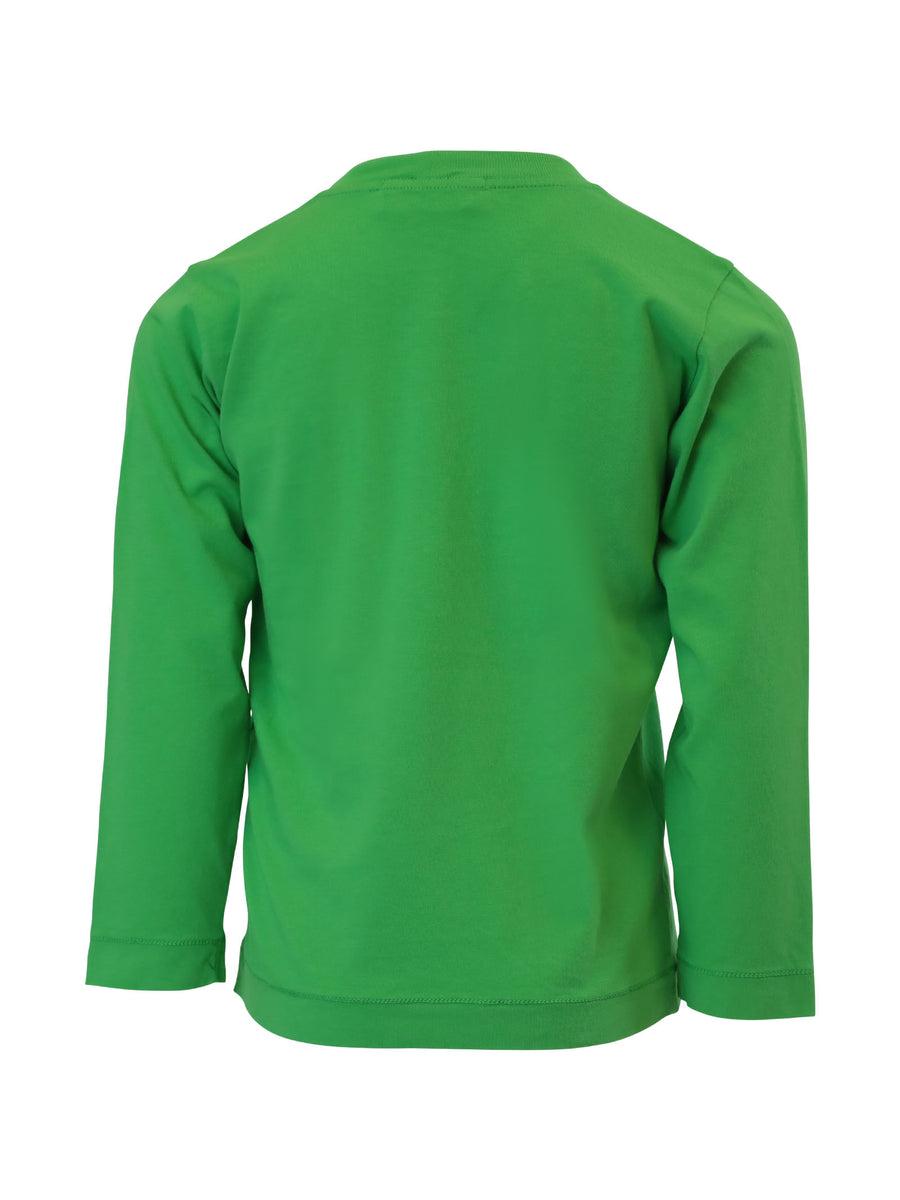 T-shirt verde prato manica lunga con patch