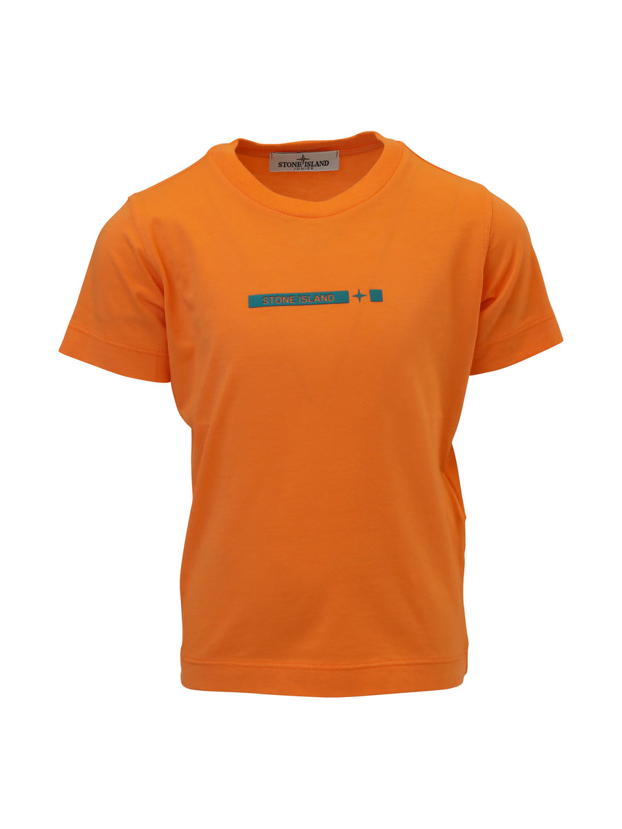 T-shirt arancio pesca con patch