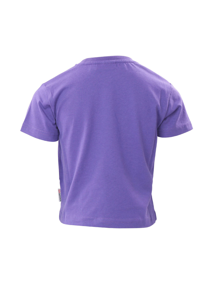 T-shirt viola con stampa brillantinata