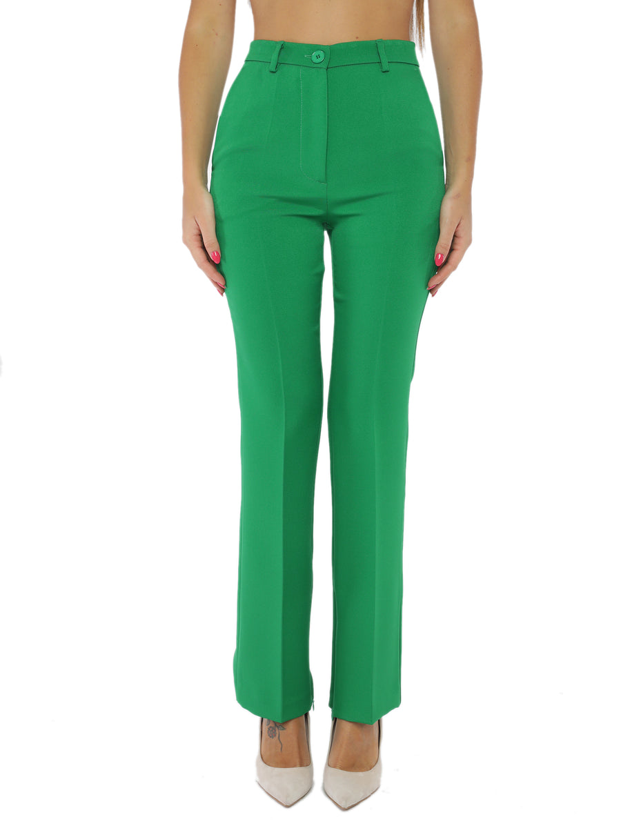 Pantalone verde con spacco