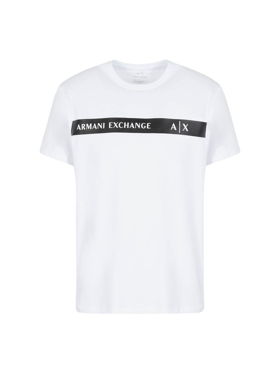T-shirt bianca con banda logo AX