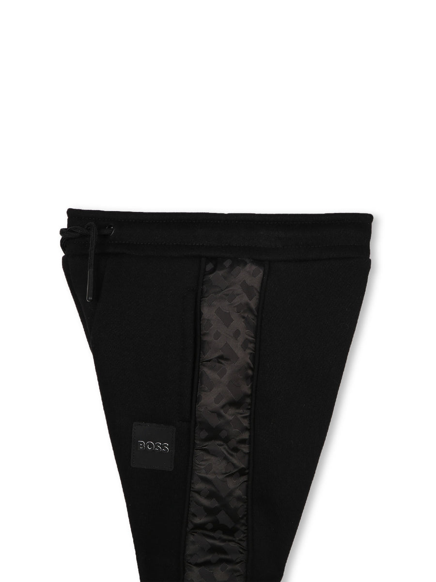 Pantalone tuta nero con profili logati