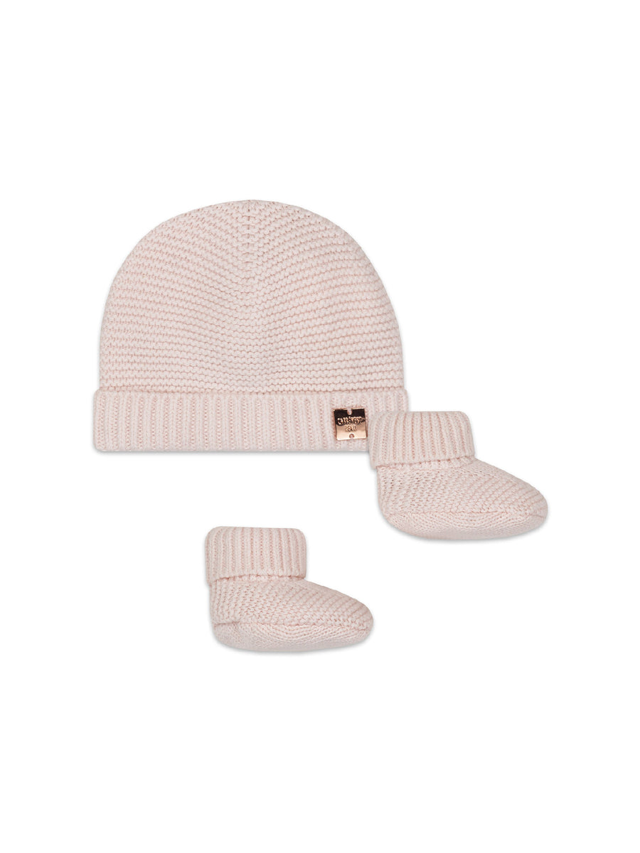 Set cappello e babbucce rosa