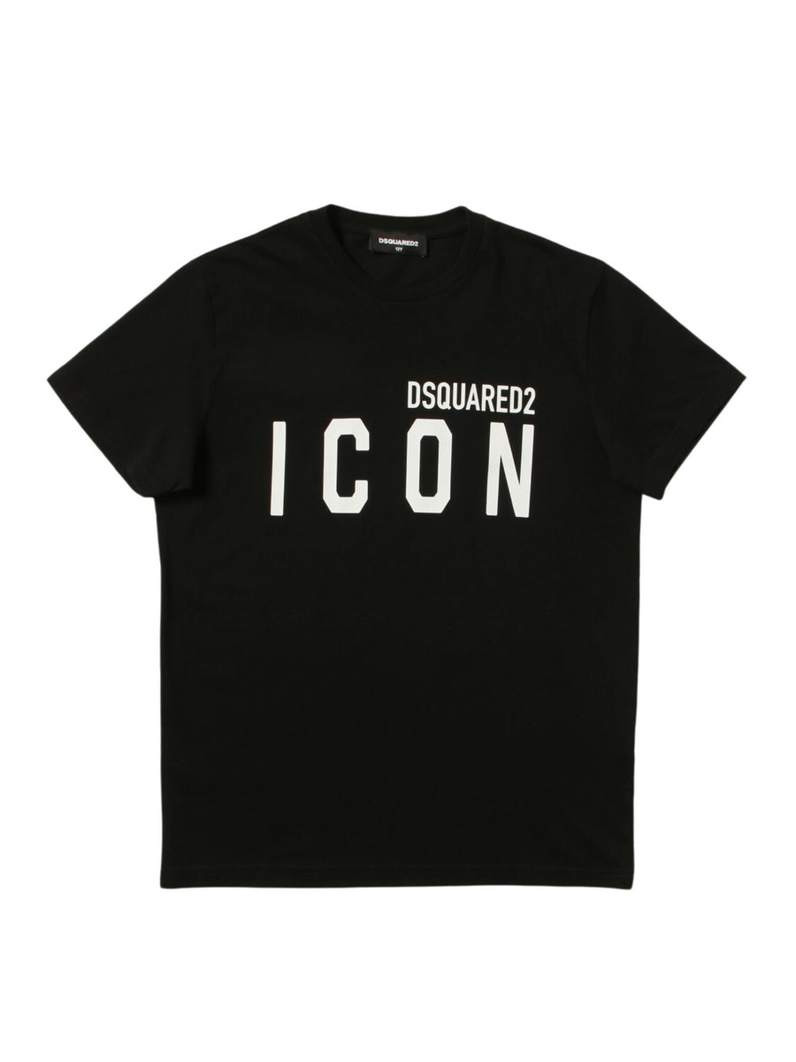 T-shirt girocollo nera con logo Icon
