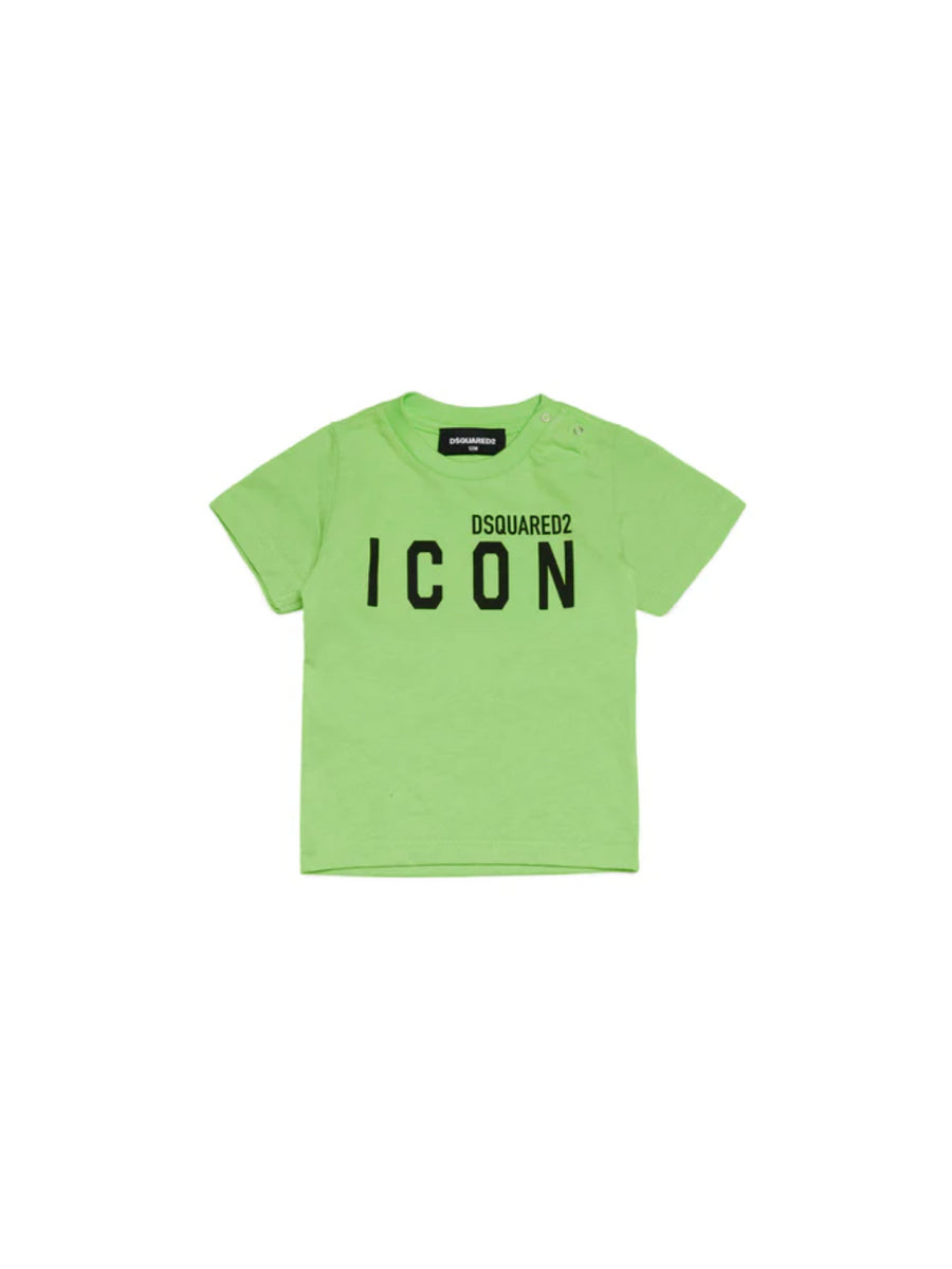 T-shirt neonato verde acido logo Icon nero