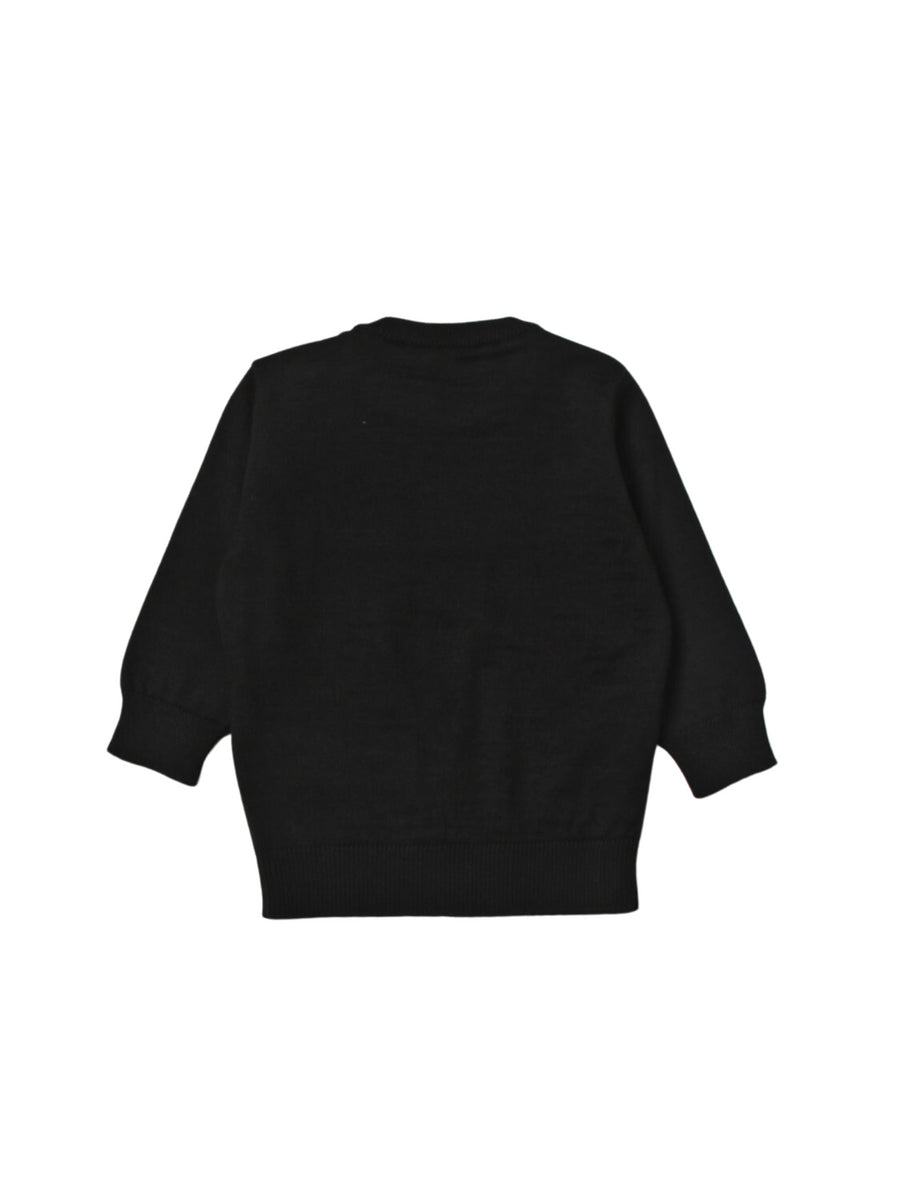 Maglione in misto lana nero con logo bianco