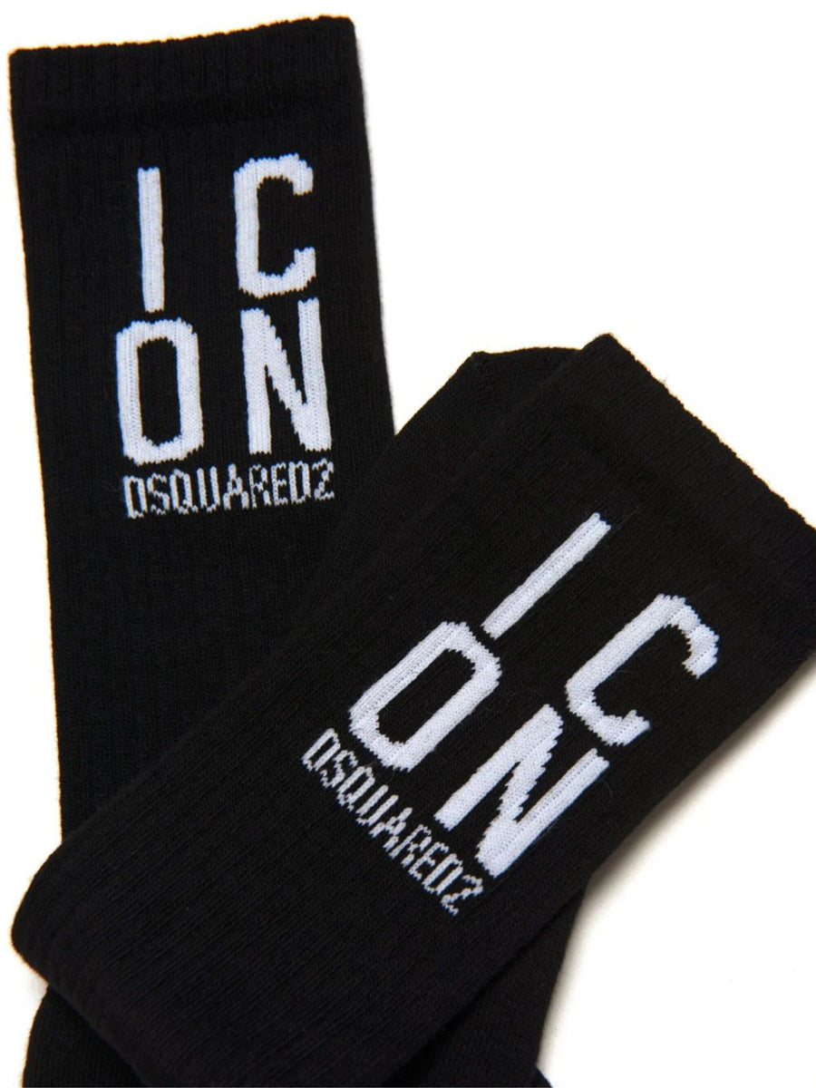 Calzini lunghi neri con logo Icon