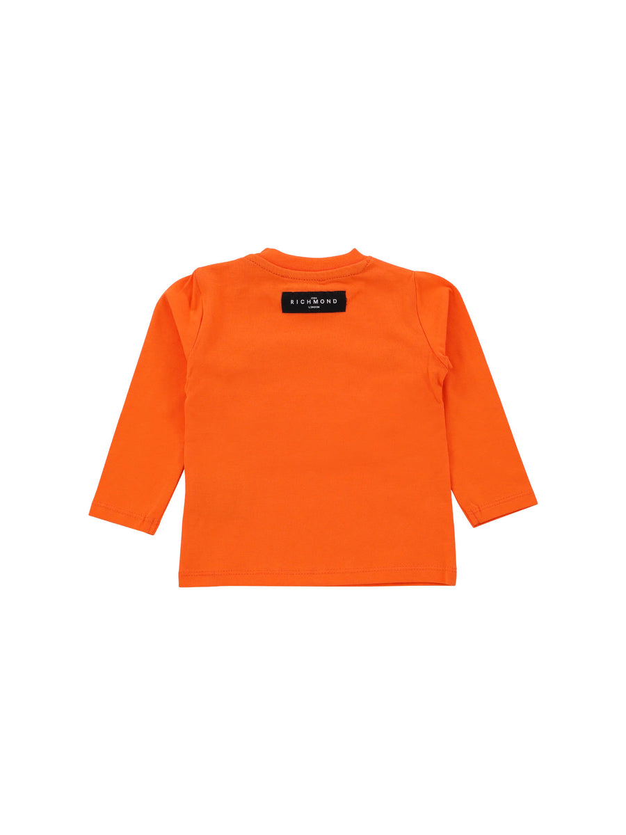T-shirt arancione con logo gotico