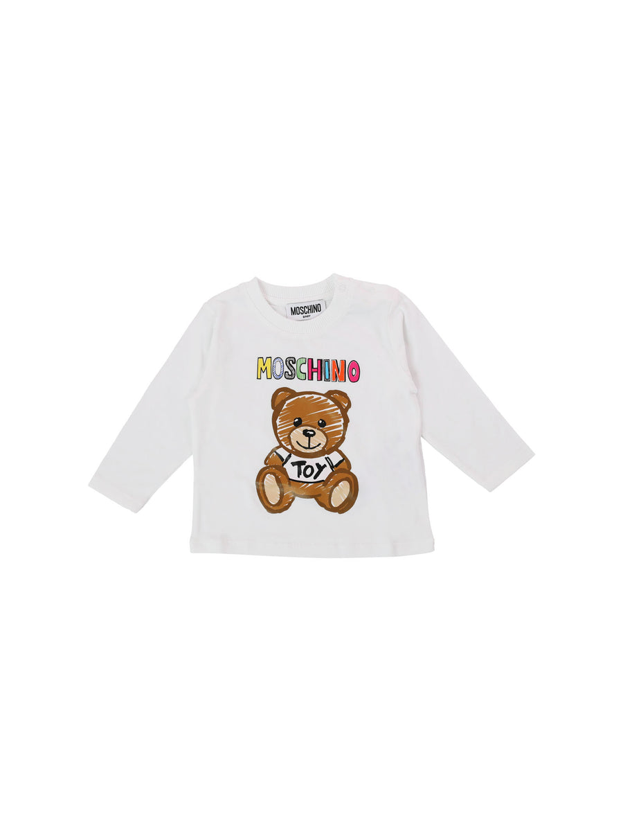 T-shirt bianca con stampa Teddy colorato