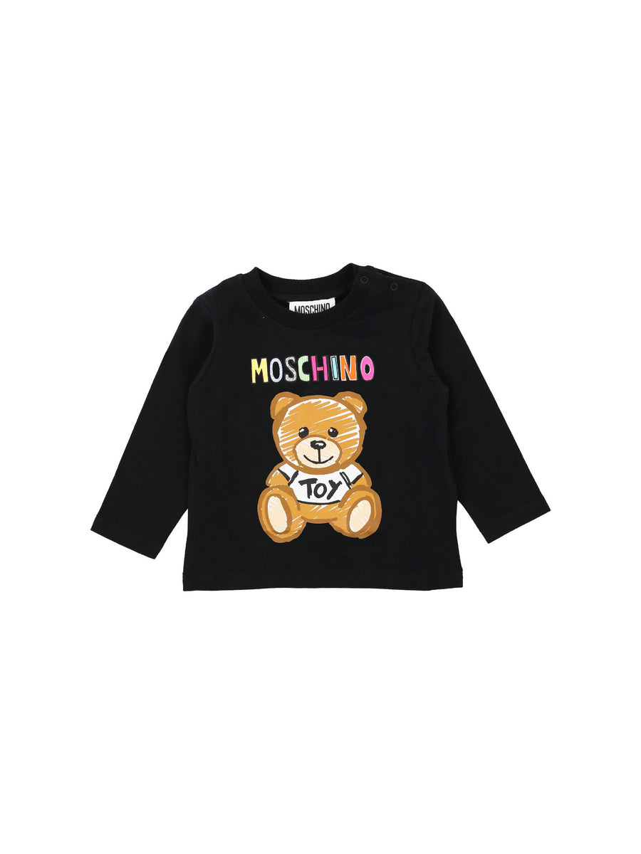 T-shirt nera con stampa Teddy colorato