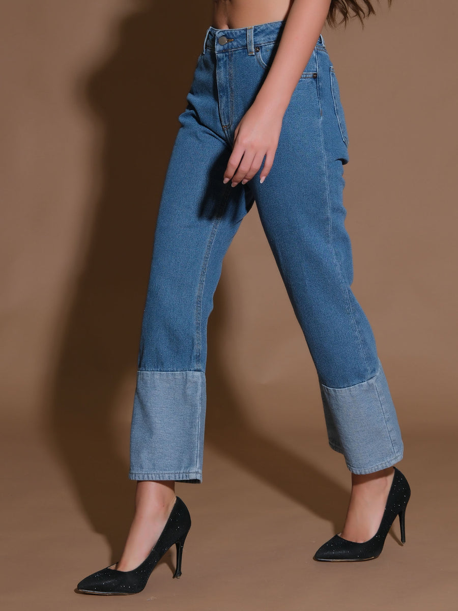 Jeans denim piegoni semplice