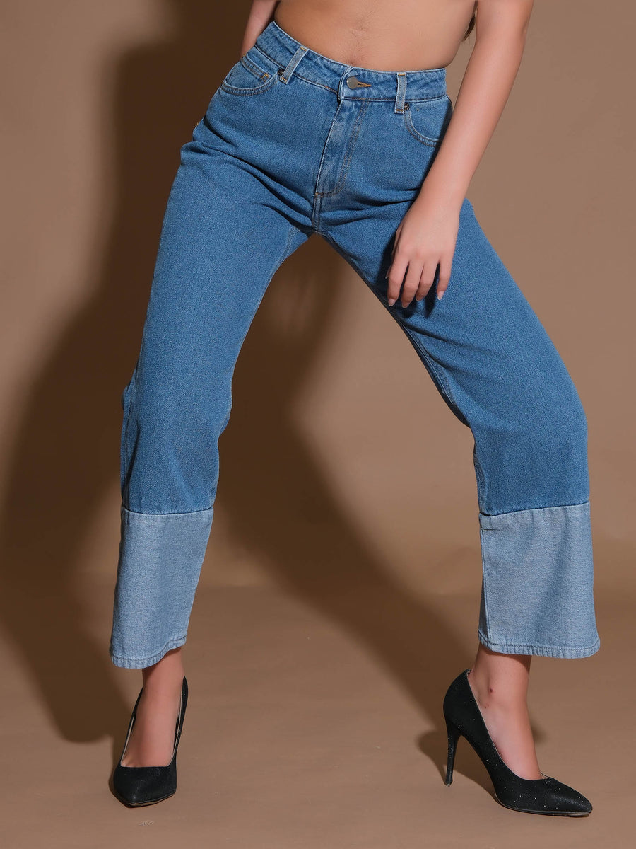 Jeans denim piegoni semplice