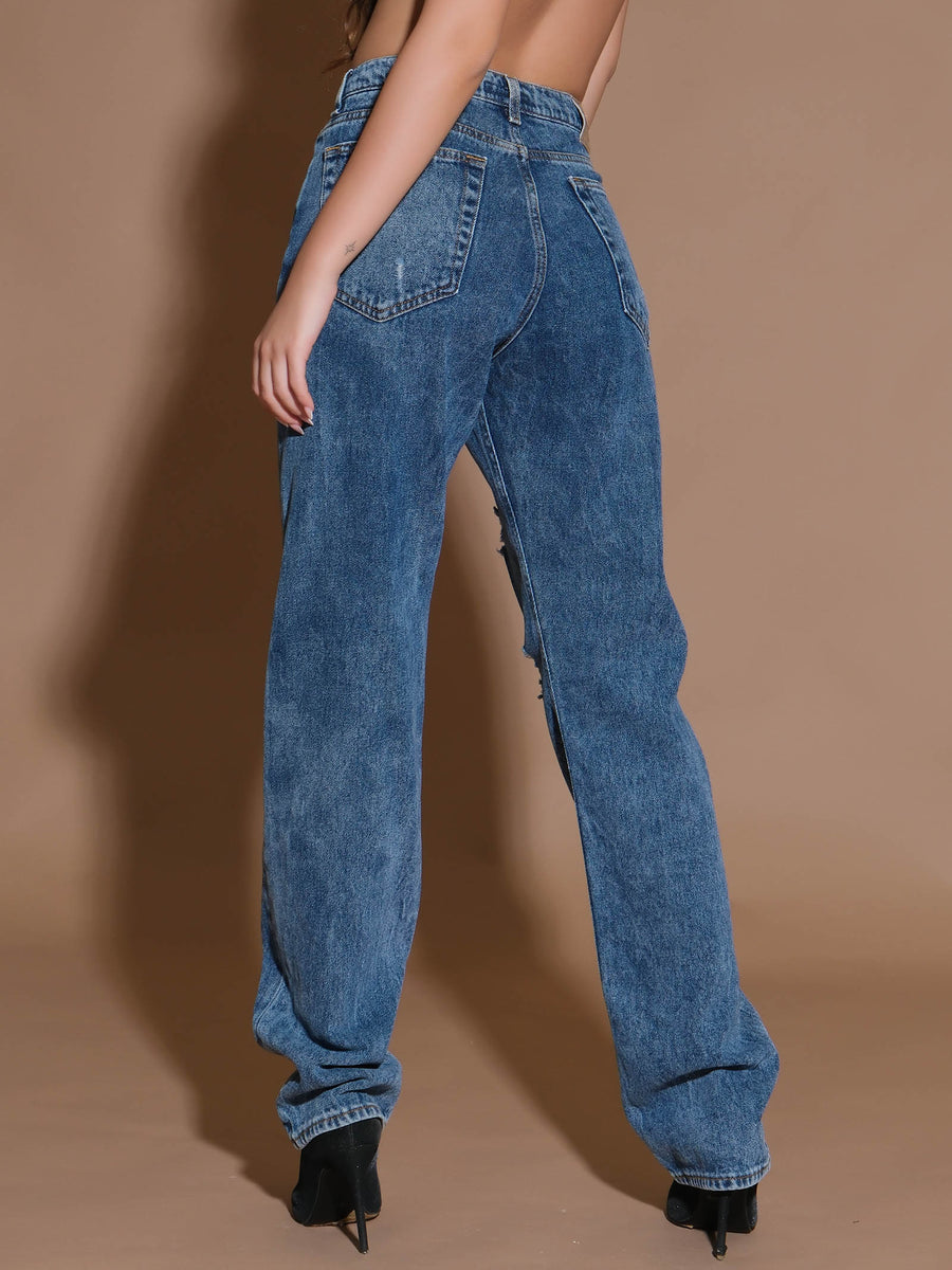 Jeans denim strappato
