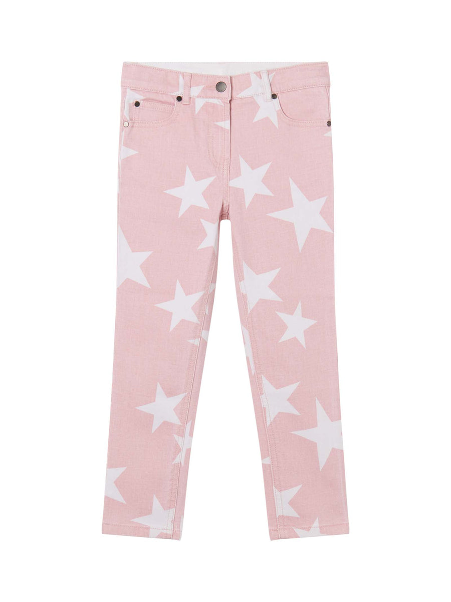 Pantalone denim rosa con stelle