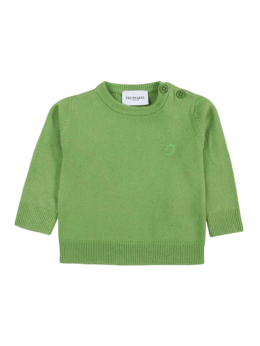 Maglioncino girocollo in misto lana verde