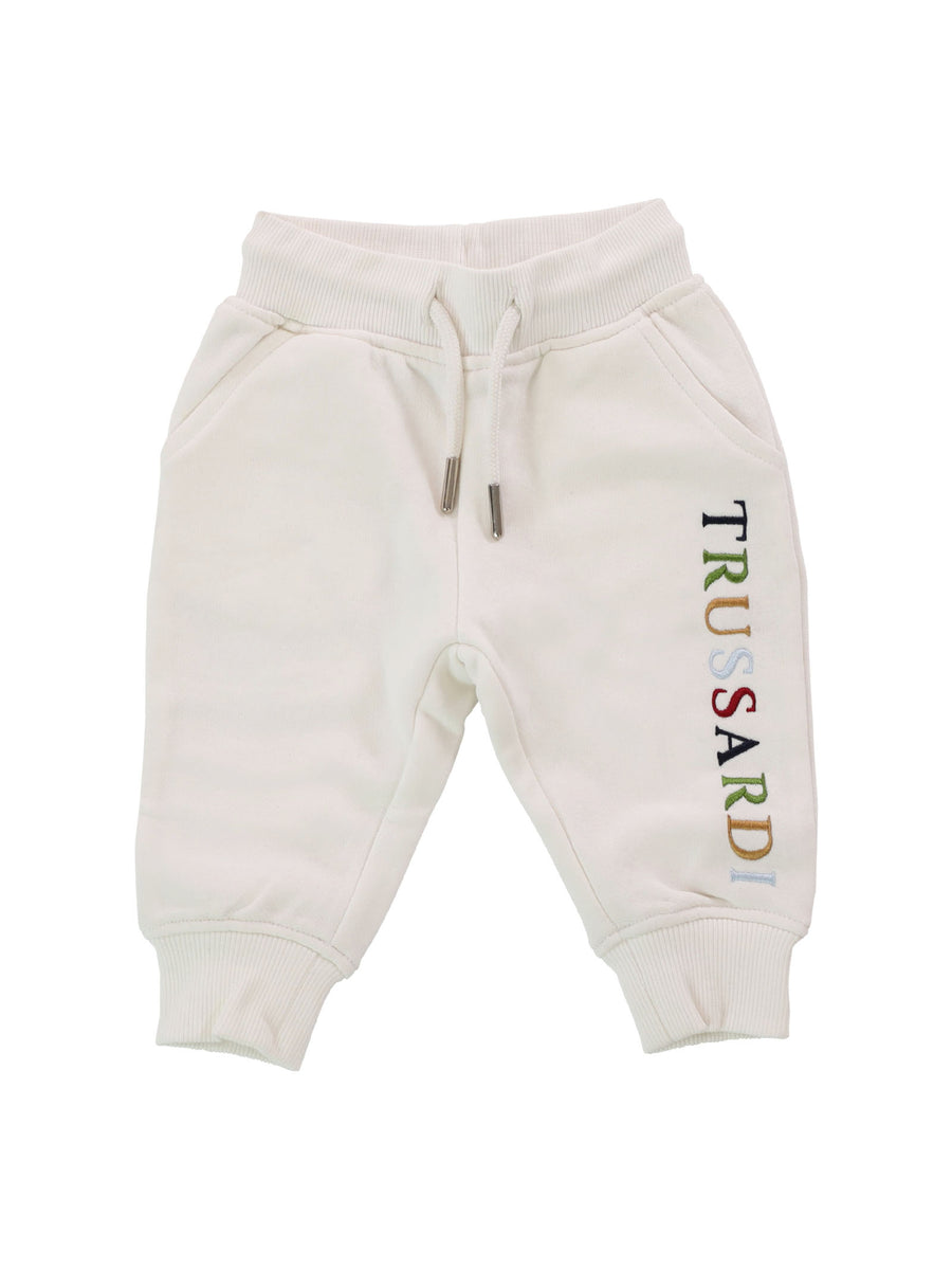 Pantalone tuta bianco con logo lettering colorato