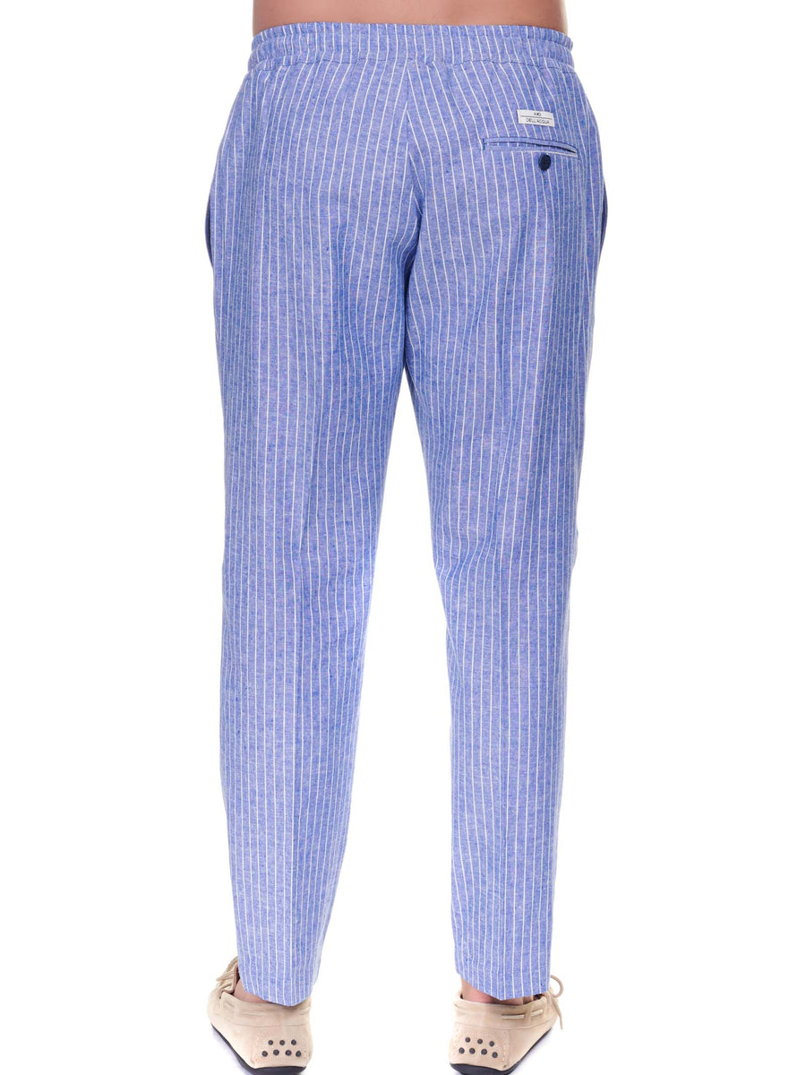 Pantalone blu a righe