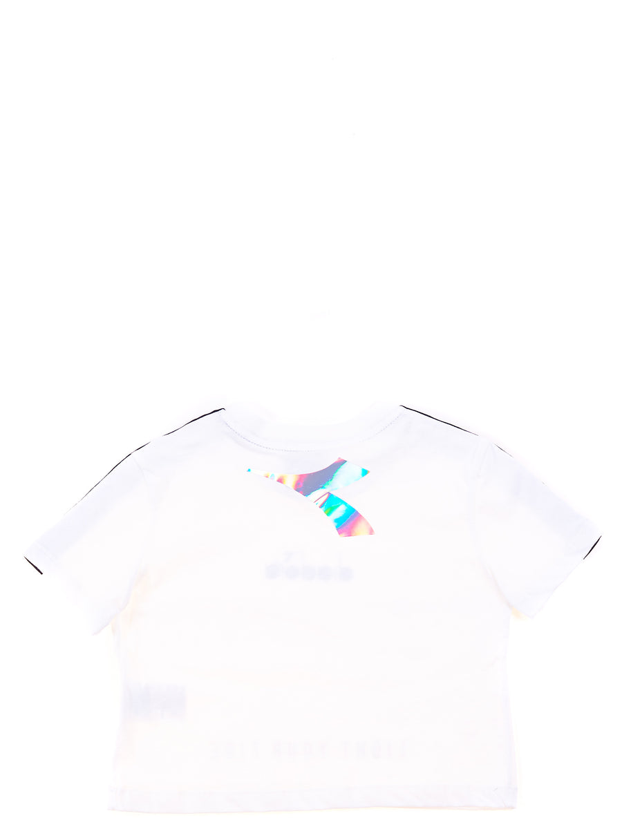 T-shirt bianca logo cangiante