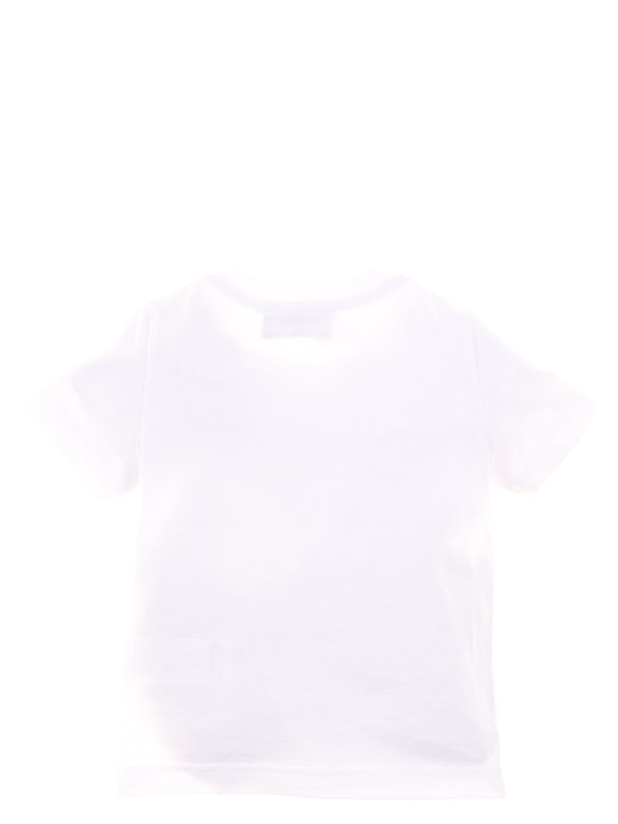 T-shirt bianca con stampa logo multicolor