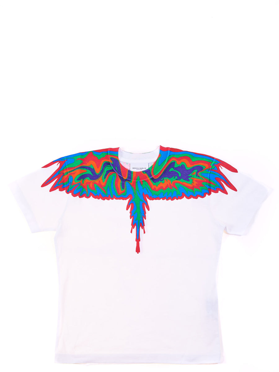 T-shirt bianca wings multicolor