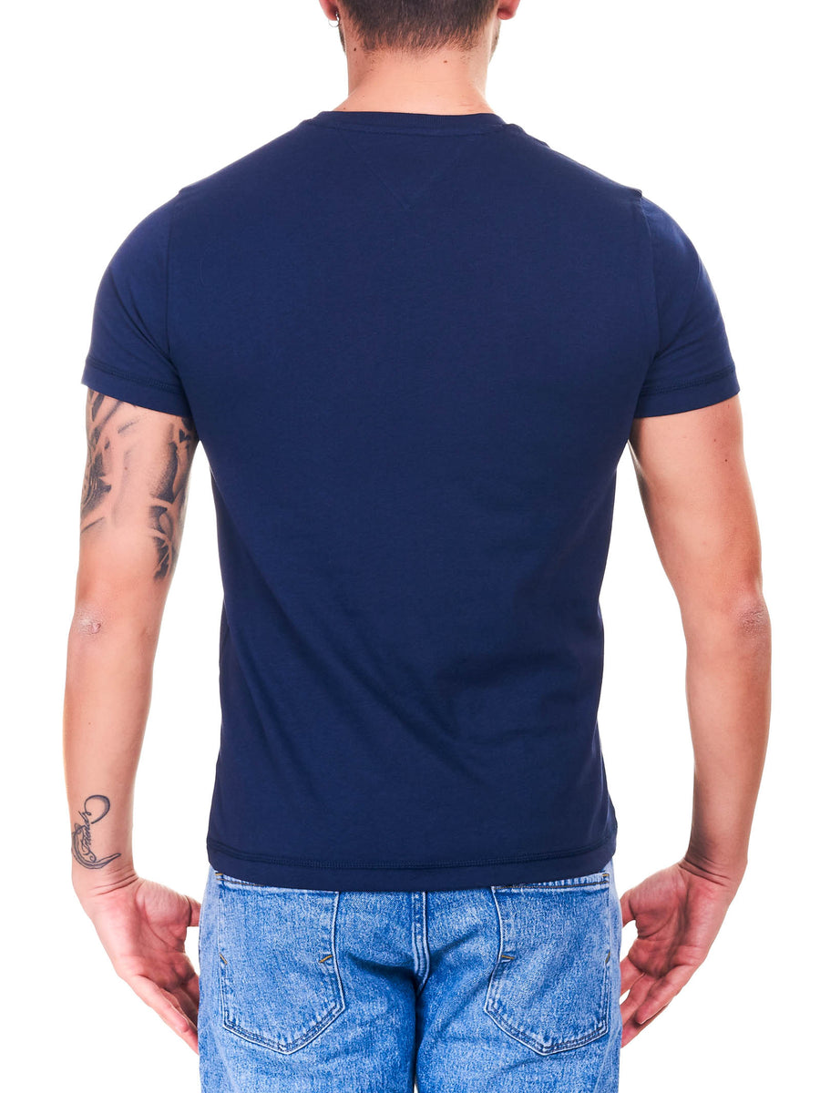 T-shirt blu con logo bandierina