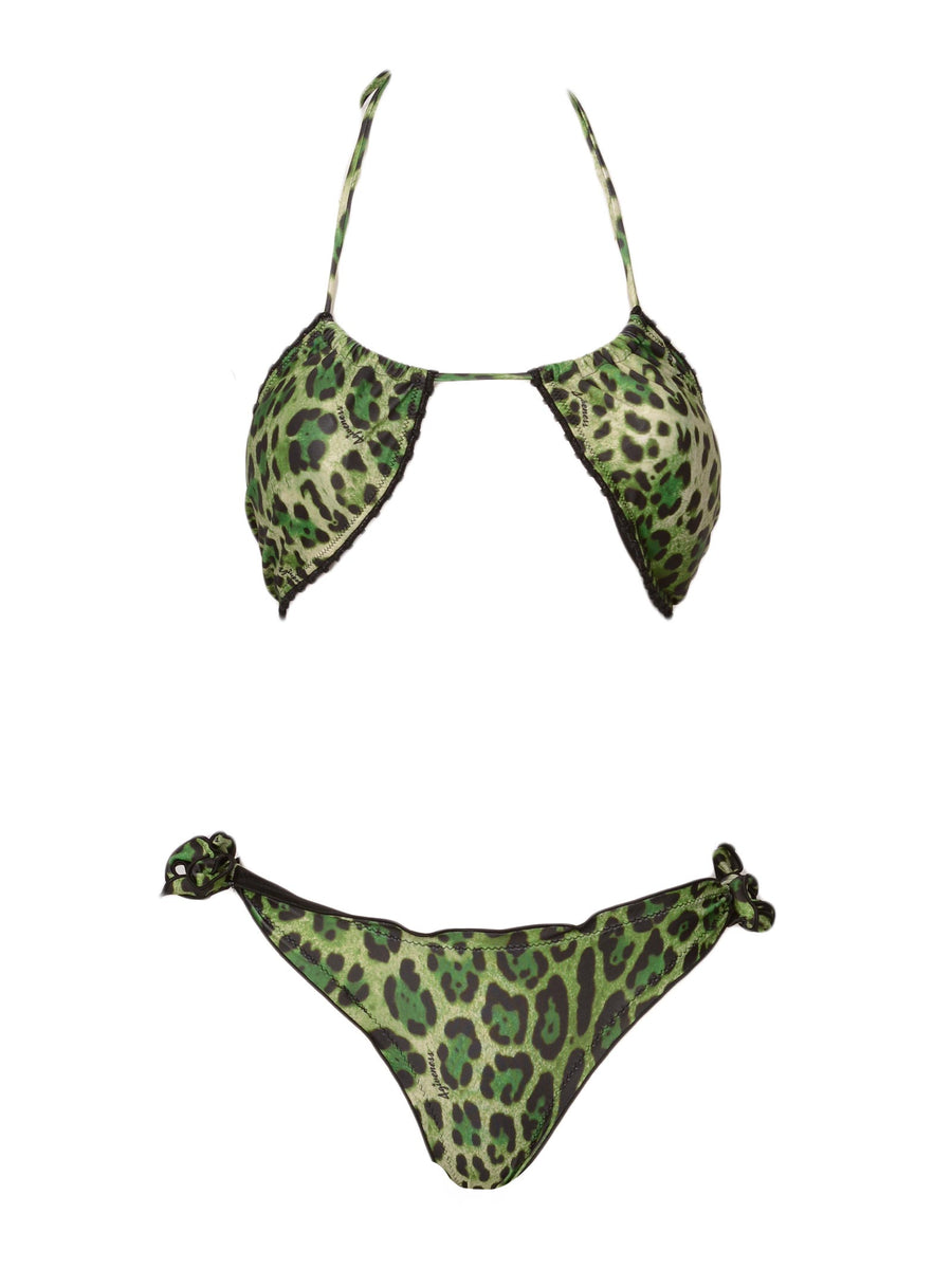 Costume bikini a fascia Green leopard