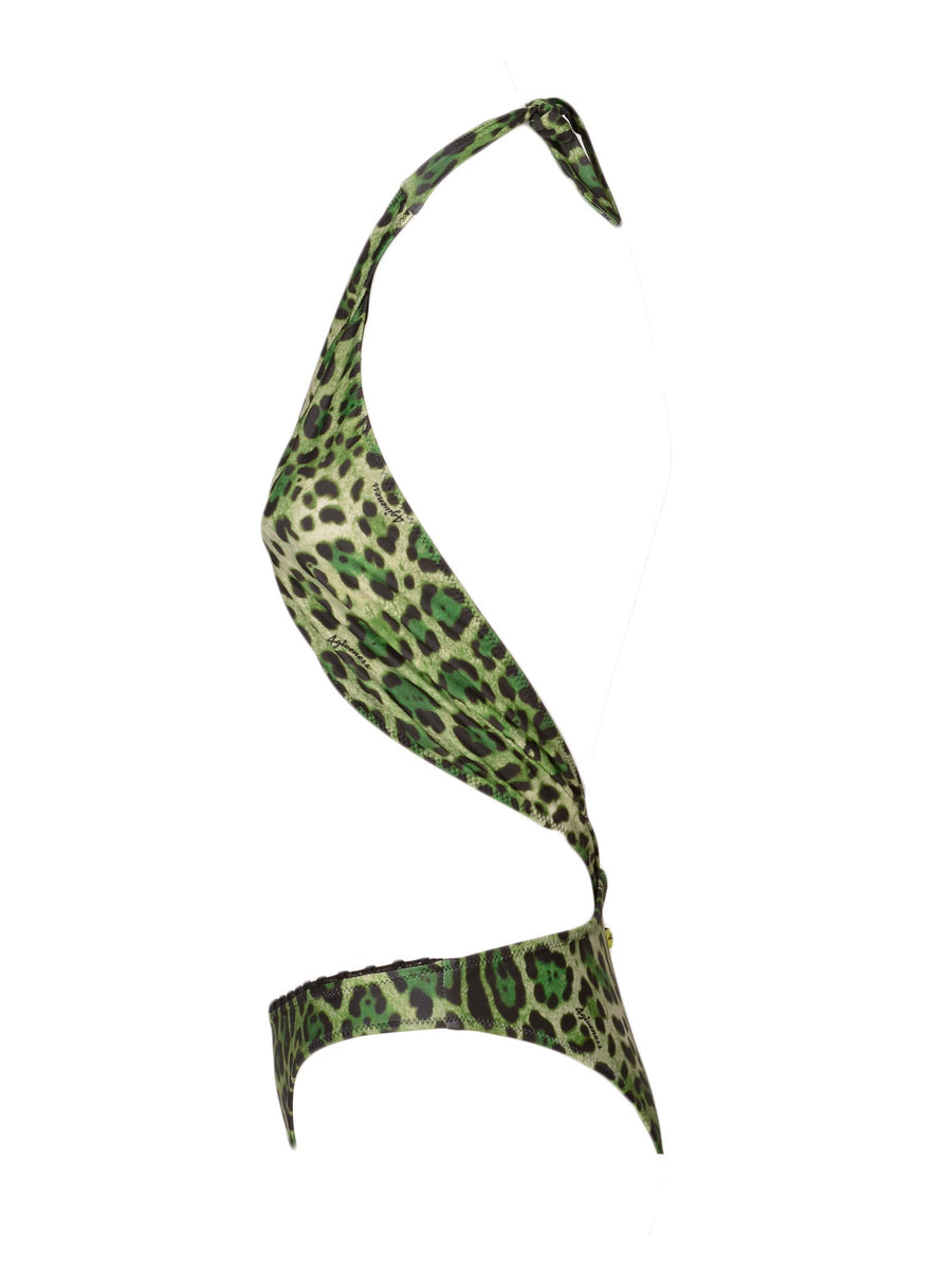 Costume monokini intero Green leopard