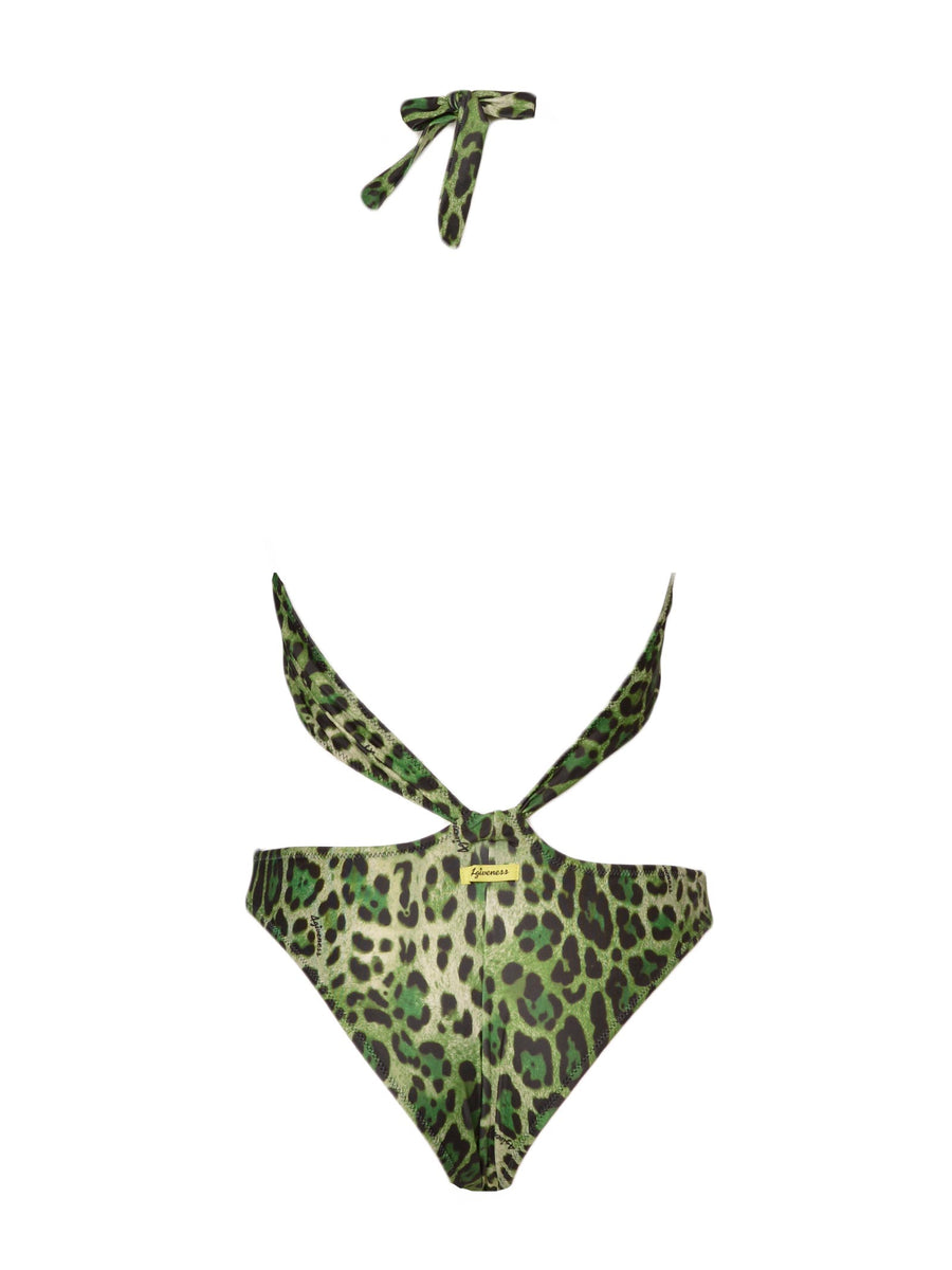 Costume monokini intero Green leopard