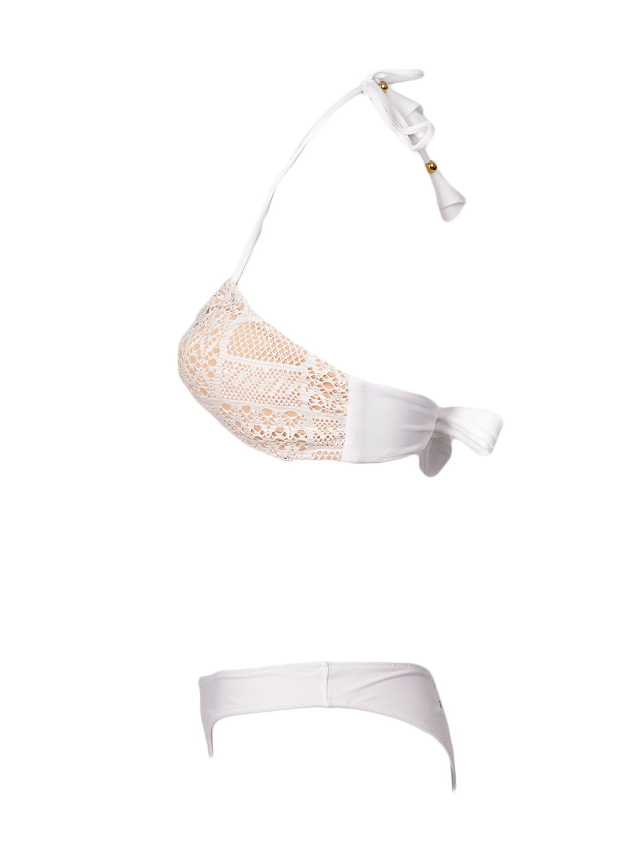 Bikini a fascia bianco Shiny lace