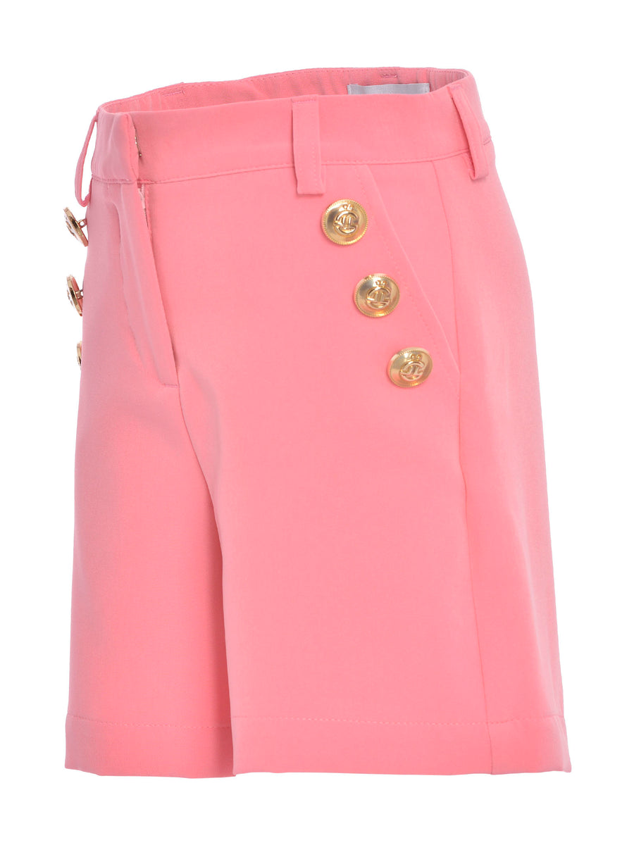 Shorts rosa con bottoni oro