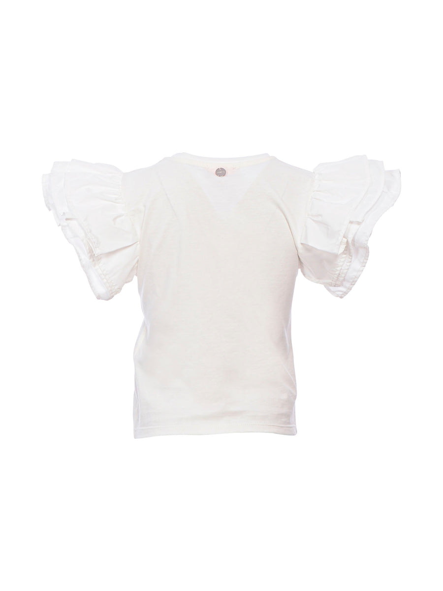 T-shirt bianca con volant