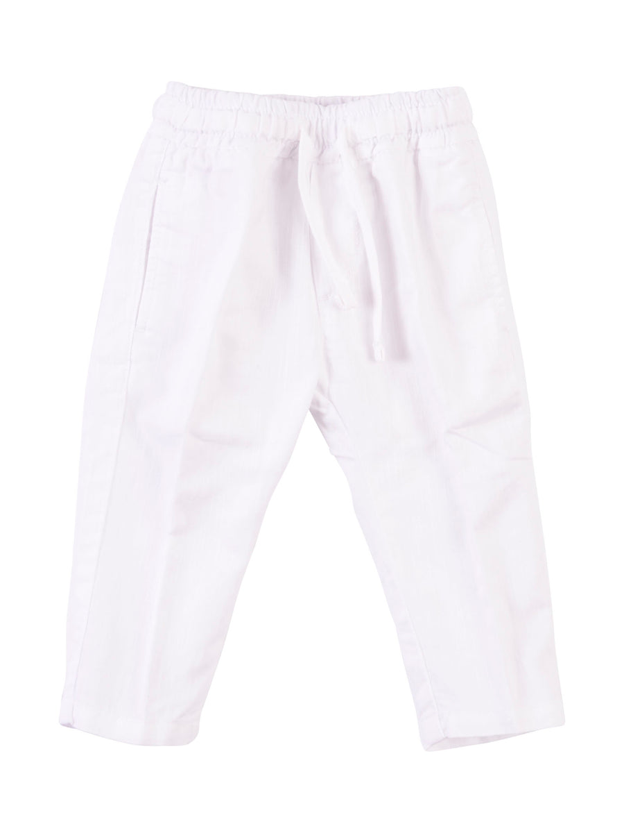 Pantalone in misto lino bianco