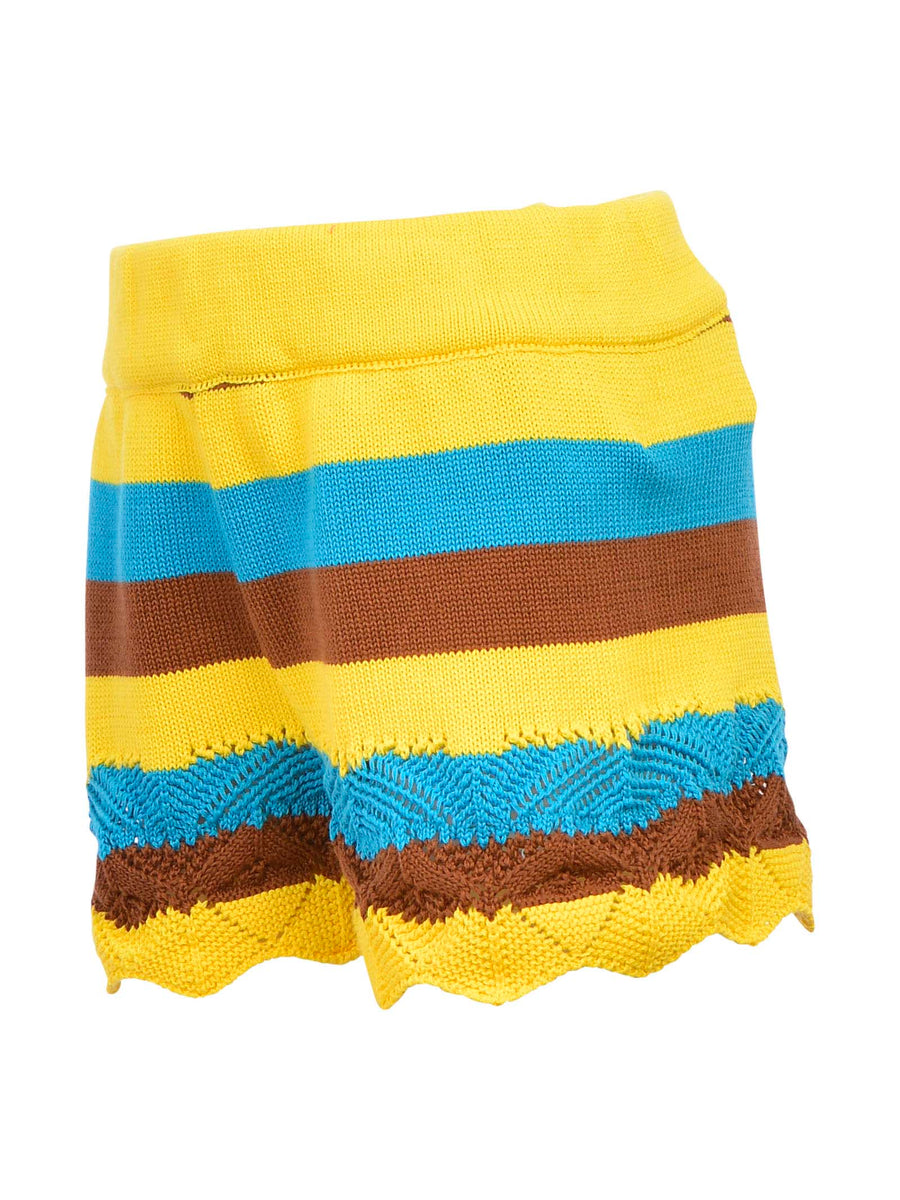 Shorts in filo giallo turchese e marrone