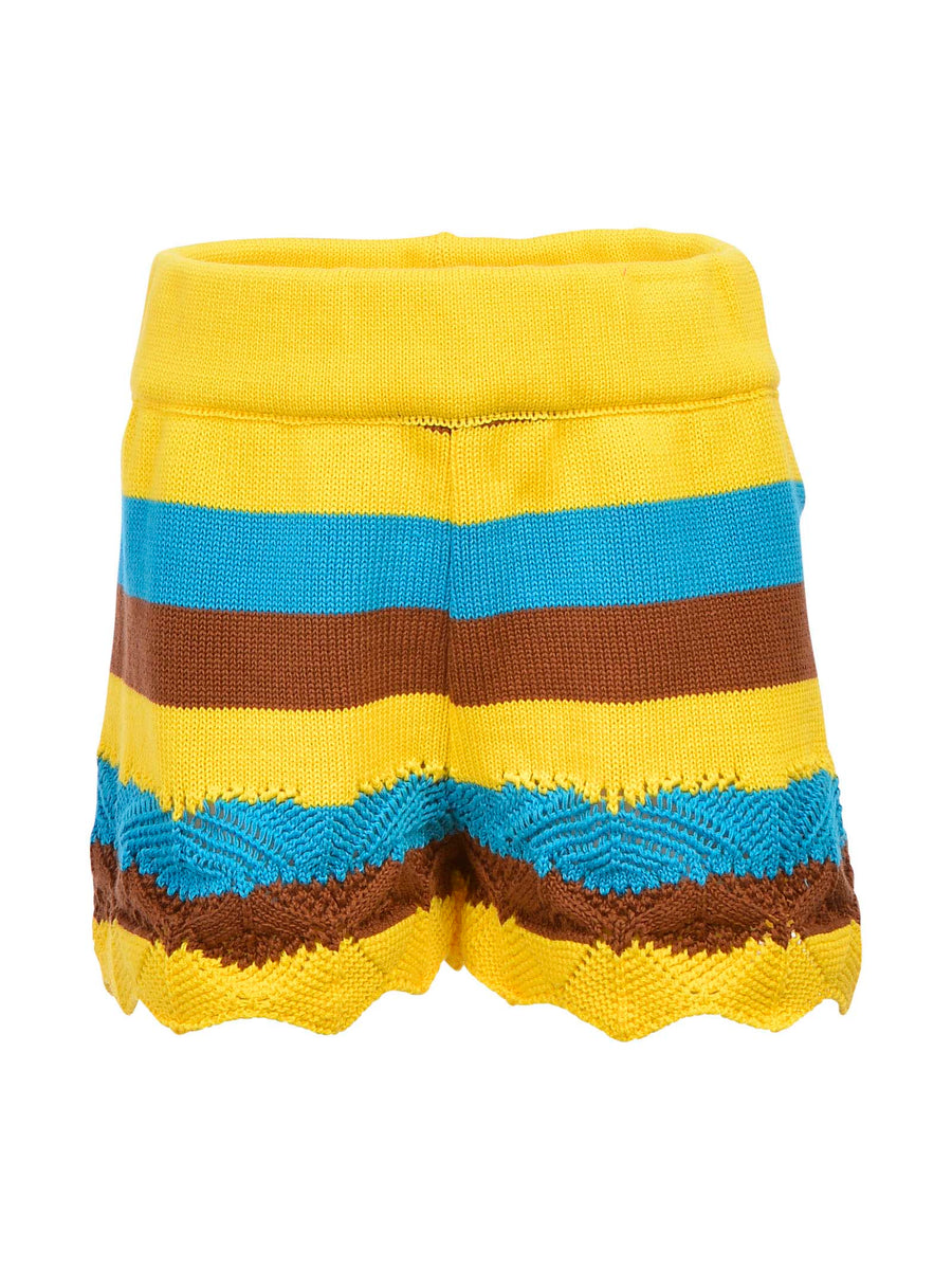 Shorts in filo giallo turchese e marrone