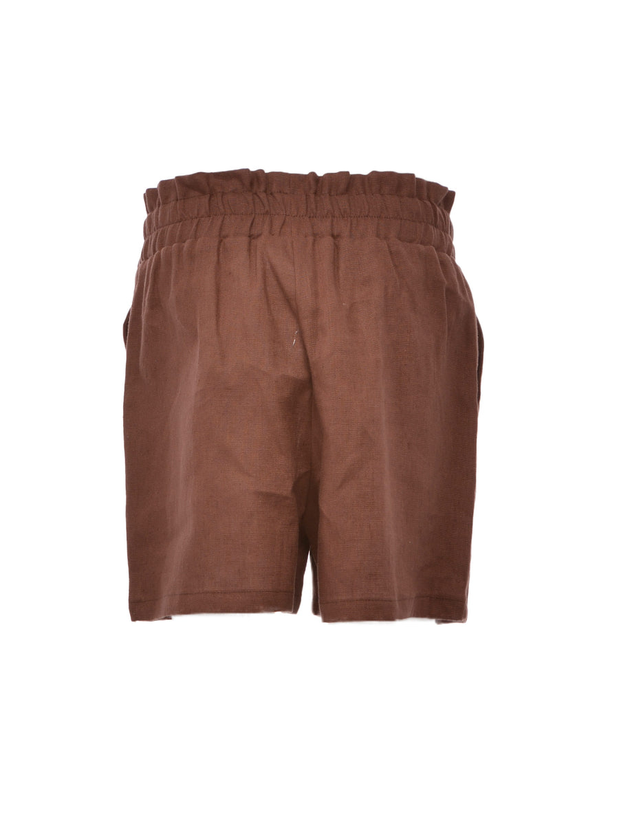 Shorts marrone in lino