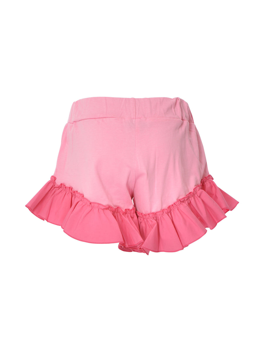 Shorts rosa con volant