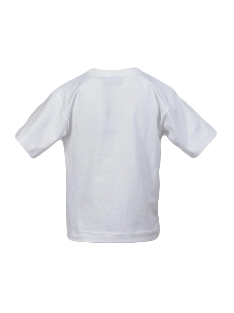 T-shirt bianca scritta soft multicolor