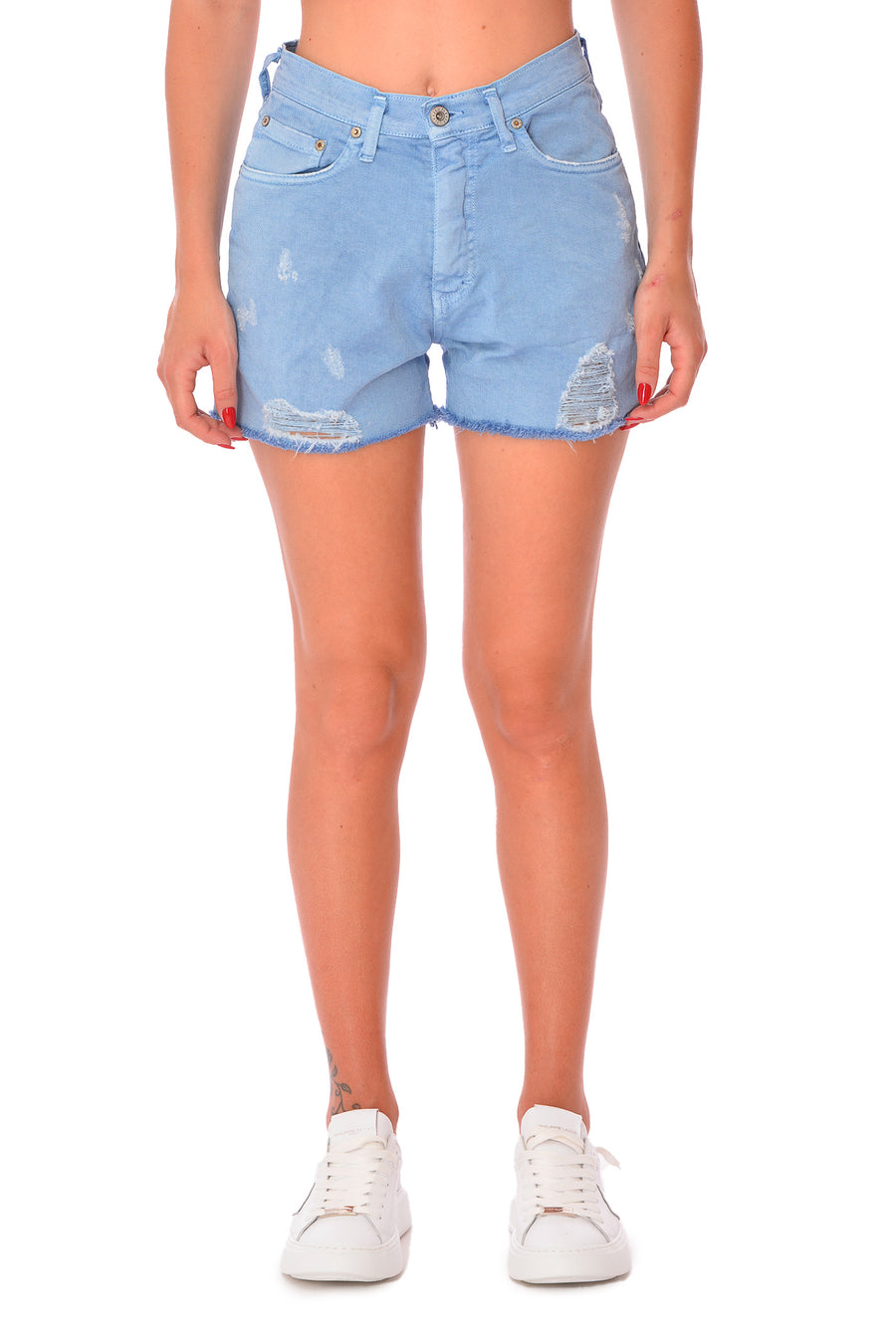 Shorts azzurro monocolore in denim