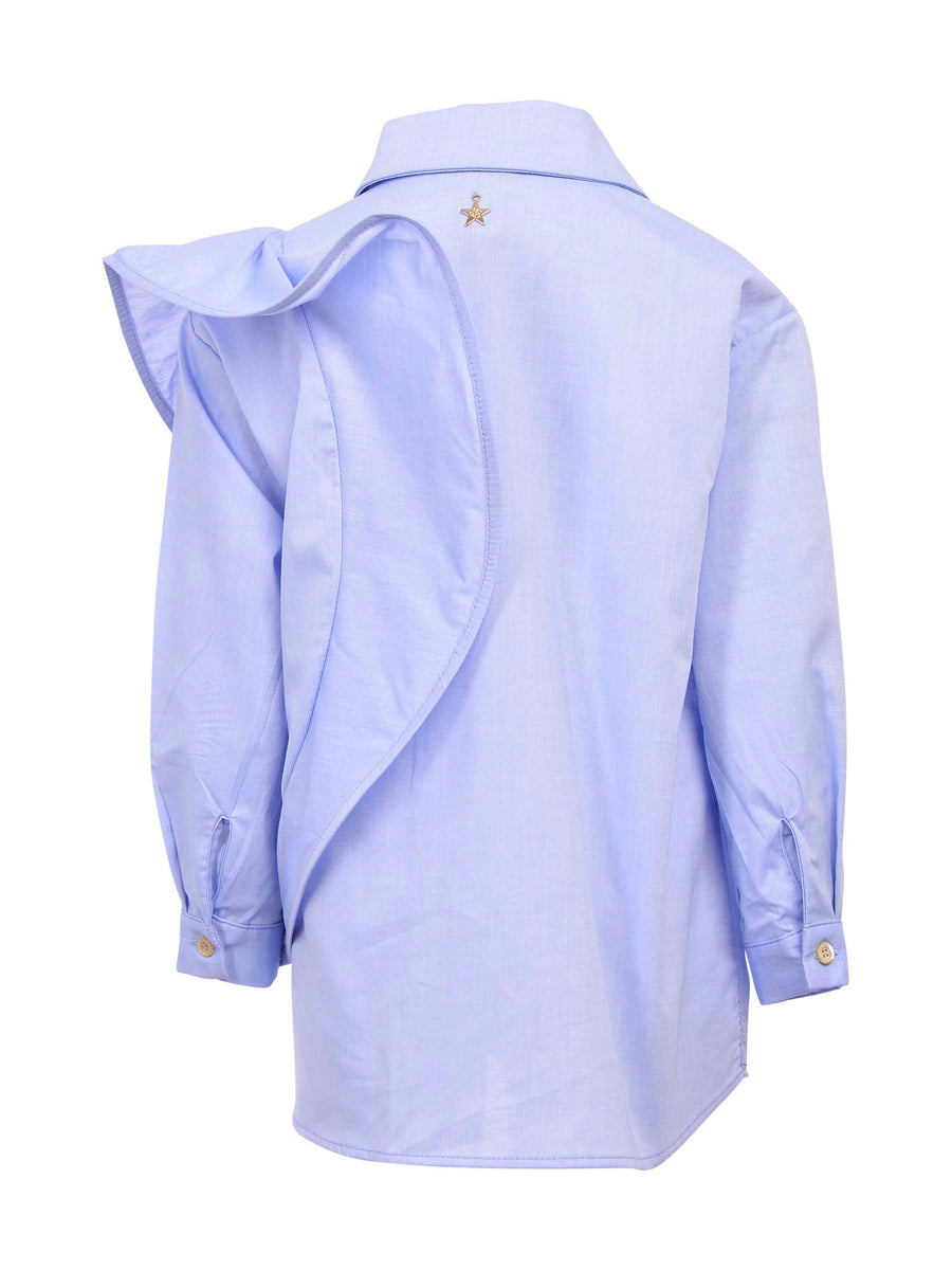 Camicia azzurra con maxi ruches