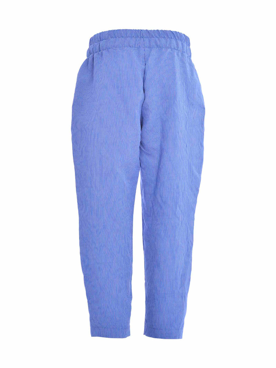 Pantalone baggy blu a righe