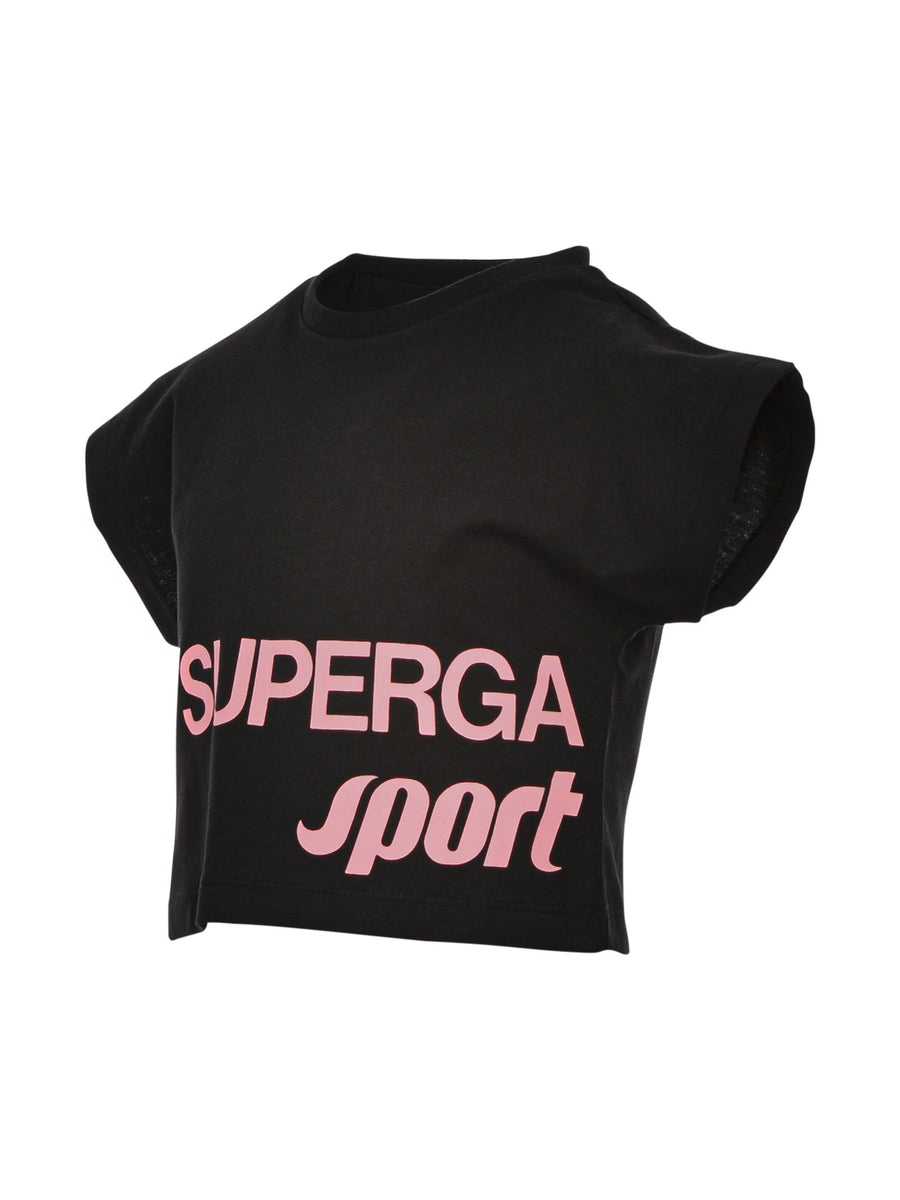 T-shirt nera con stampa fluo