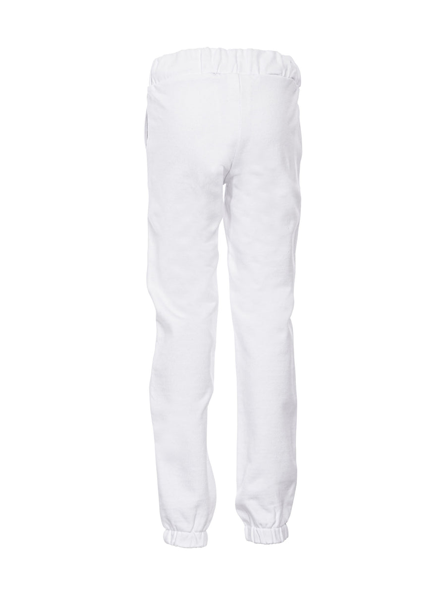 Pantalone tuta bianco con scritta glitter