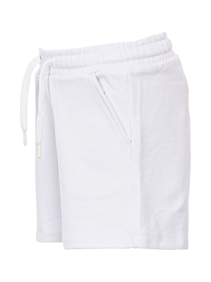 Shorts in tuta bianco con scritta glitter